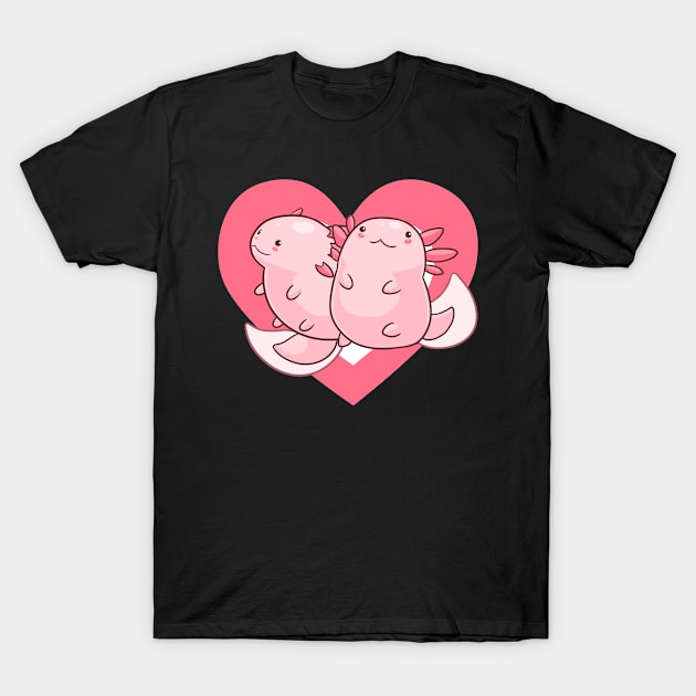 Cute Axolotl Heart T-Shirt by HeartsandFlags